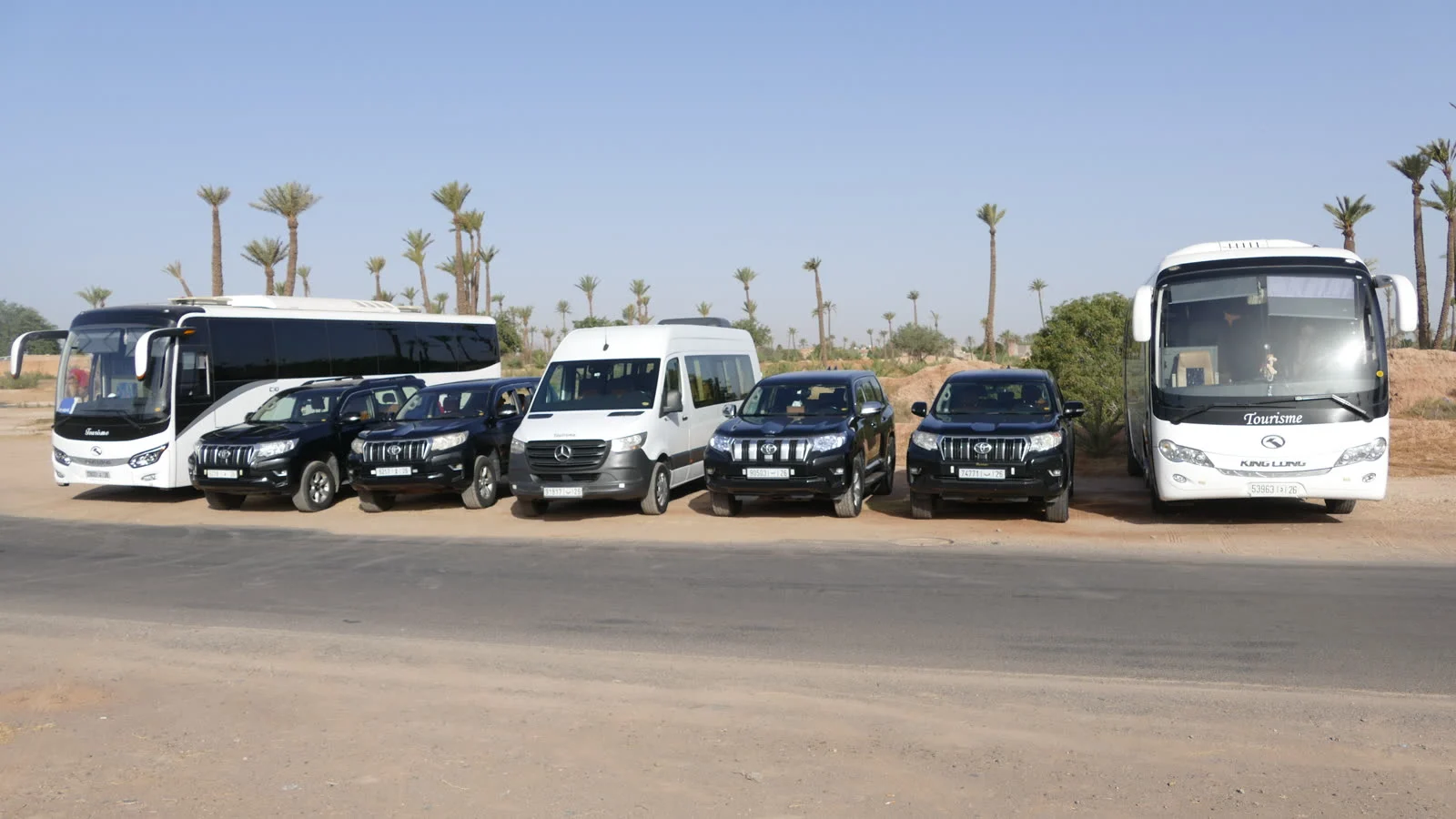 EasyTake fleet lined up in the Marrakech Palmeraie